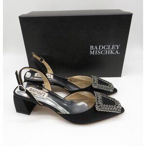 Badgley Mischka Women's Emmie Black Slingback Pumps Block Heel Size 6 NEW